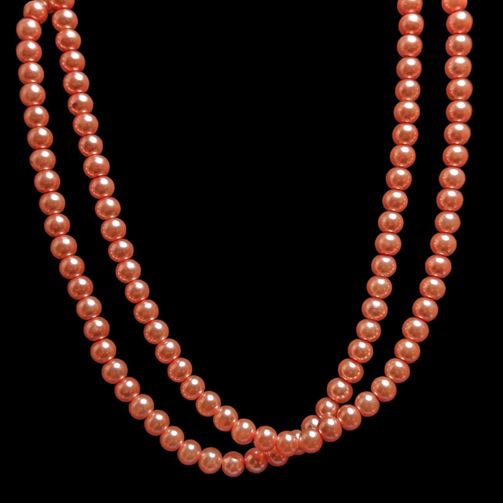 Vintage Peach Fizz Glass Beaded Necklace